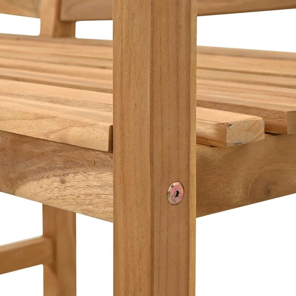 Градинска пейка 120×53,5×85 см кафява — масивна тика — устойчива на влага - Image 10