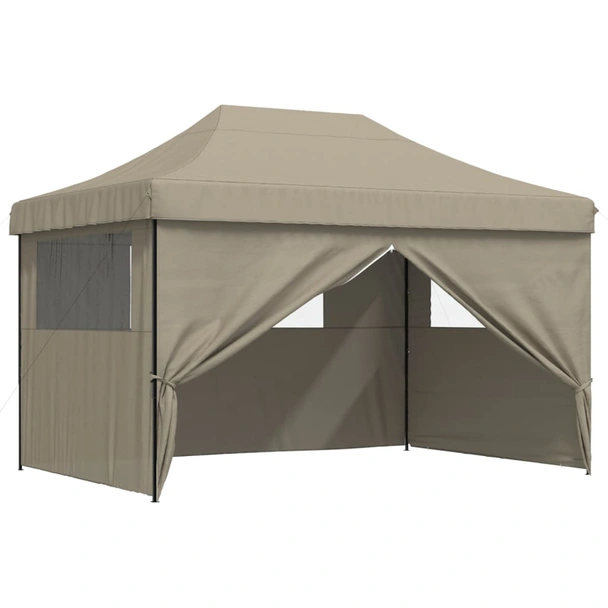 Pop-up парти шатра 4,1 x 2,8 м таупе — оксфорд с PVC — 4 стени — стомана - Image 7