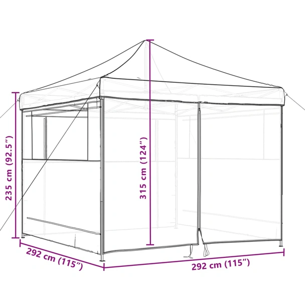 Pop-up парти шатра 2,9 x 2,9 м теракота — оксфорд с PVC — 4 стени — стомана - Image 10