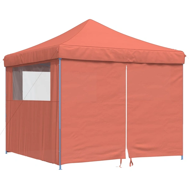 Pop-up парти шатра 2,9 x 2,9 м теракота — оксфорд с PVC — 4 стени — стомана - Image 2