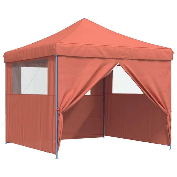Pop-up парти шатра 2,9 x 2,9 м теракота — оксфорд с PVC — 4 стени — стомана - Image 6