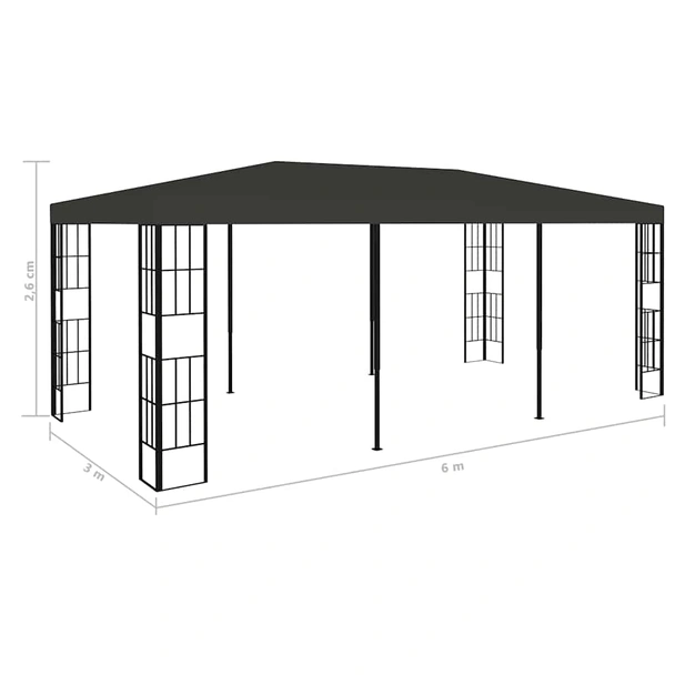 Парти шатра 6 x 3 м антрацит — полиестер — декоративни квадрати — стомана - Image 7