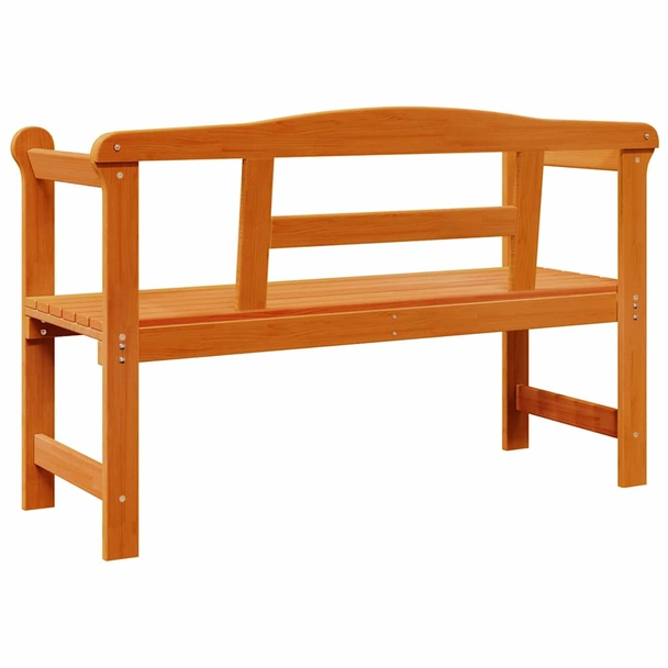 Външна пейка 119 × 44 × 76 см кафява — масивно борово дърво боядисано - Image 7