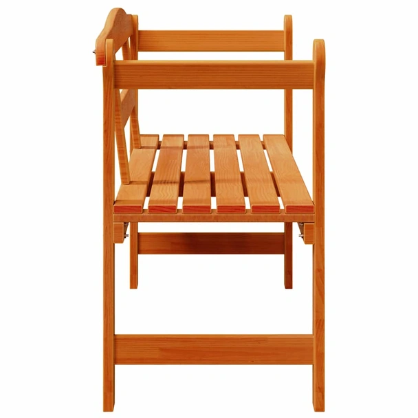 Външна пейка 119 × 44 × 76 см кафява — масивно борово дърво боядисано - Image 6