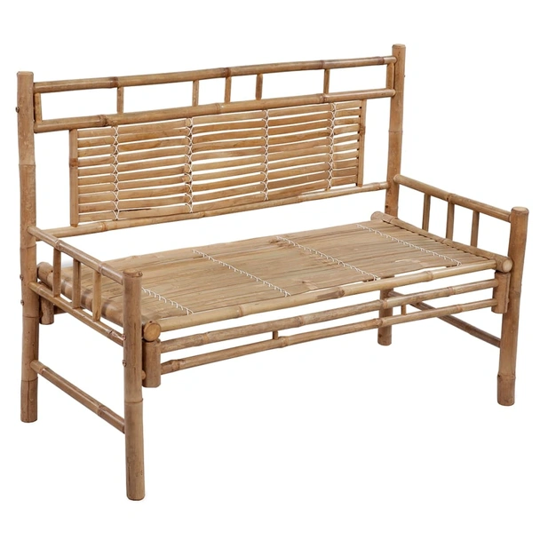 Градинска пейка 120x55x90 см кафява — бамбук — кремава (3 см) - Image 2