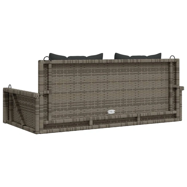 Пейка-люлка 119x56x48 см сива — PE ратан — възглавници тъмносив — стомана - Image 6