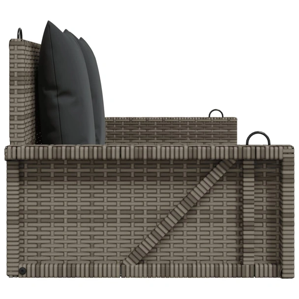 Пейка-люлка 119x56x48 см сива — PE ратан — възглавници тъмносив — стомана - Image 5
