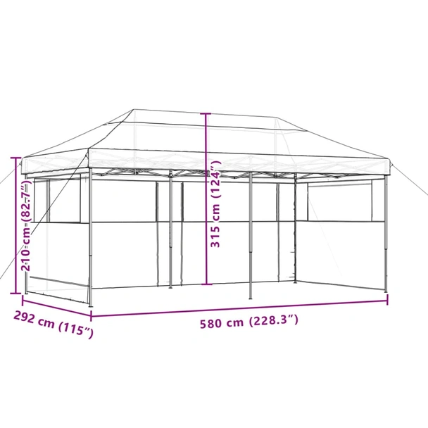 Pop-up парти шатра 5,8 x 2,9 м кафява — оксфорд с PVC — 3 стени — стомана - Image 9