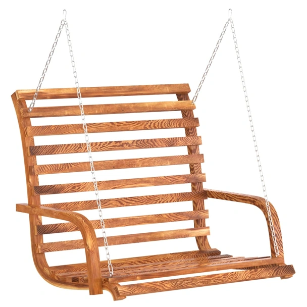 Дървена пейка-люлка 175×101×161,5 см кремава — смърч с тиков финиш — със сенник - Image 3