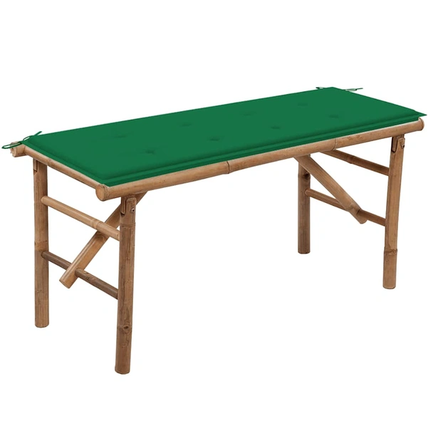 Сгъваема пейка 118x38x45 см кафява — бамбук — зелена (4 см)