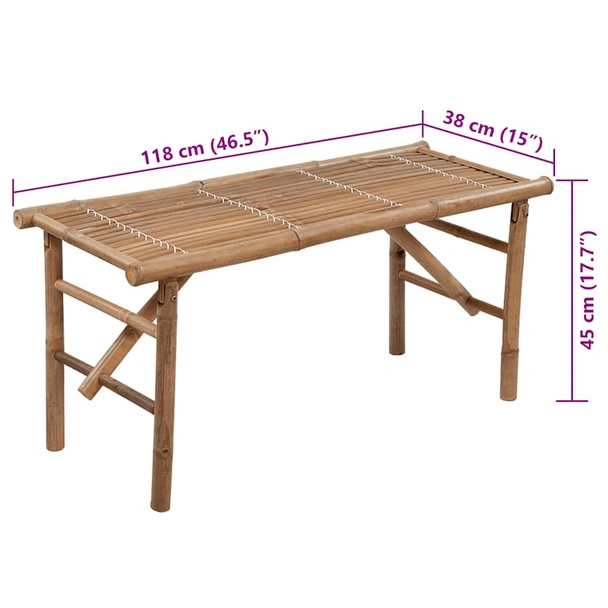 Сгъваема пейка 118x38x45 см кафява — бамбук — зелена (4 см) - Image 8