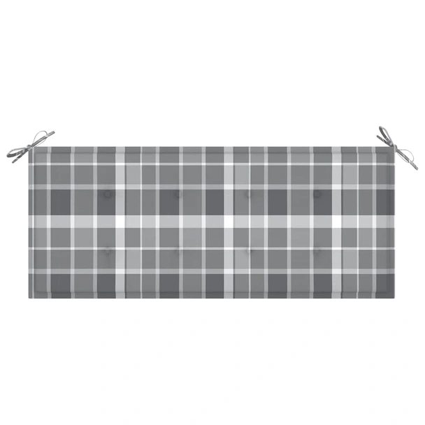 Градинска пейка 120x55x90 см кафява — бамбук — сива каре възглавница - Image 6