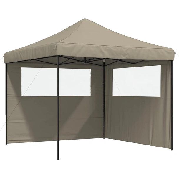 Pop-up парти шатра 2,9 x 2,9 м таупе — оксфорд с PVC — 2 стени — стомана - Image 2