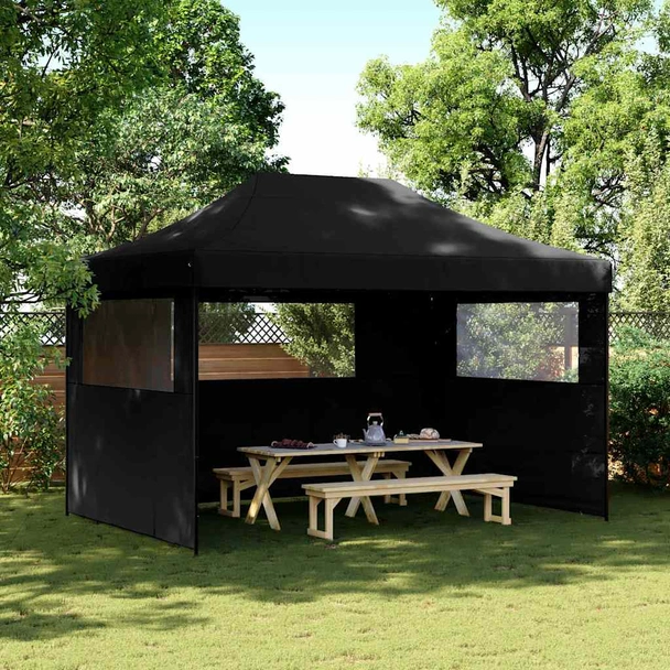 Pop-up парти шатра 4,1 x 2,8 м черна — оксфорд с PVC — 3 стени — стомана