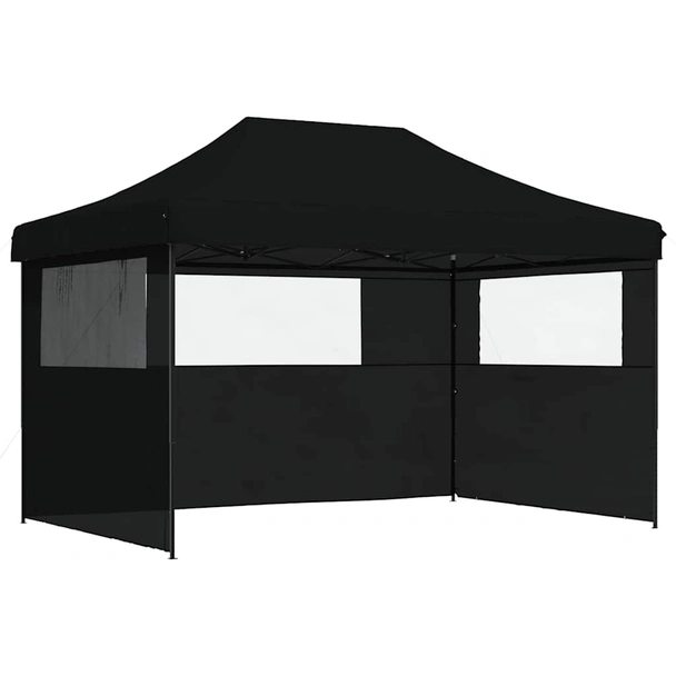 Pop-up парти шатра 4,1 x 2,8 м черна — оксфорд с PVC — 3 стени — стомана - Image 2