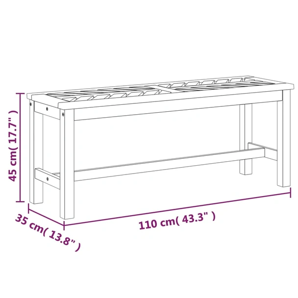 Градинска пейка 110×35×45 см — акациев масив — летви рибена кост - Image 7