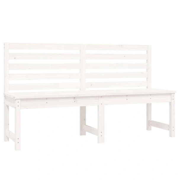Градинска пейка 157,5×48×91,5 см бяла — борово дърво - Image 2