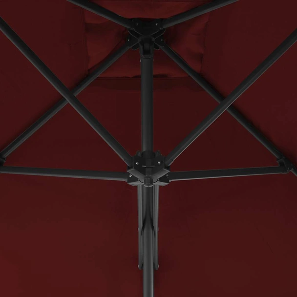 Градински чадър 2,5 x 2,5 м бордо — плат — със стоманен прът — стомана - Image 4