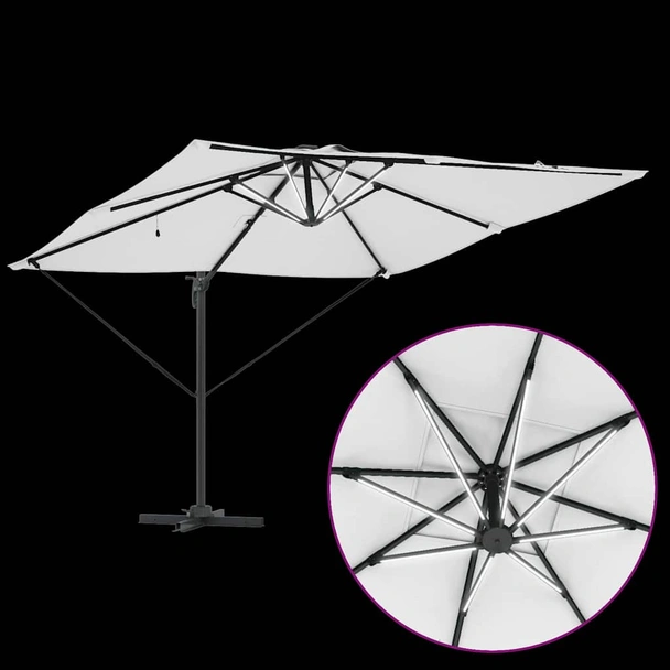 Плажен чадър 2.9 x 2.8 x 2.7 м пясъчен — полиестер — с LED — алуминиева рамка - Image 11