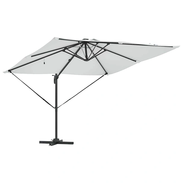 Плажен чадър 2.9 x 2.8 x 2.7 м пясъчен — полиестер — с LED — алуминиева рамка - Image 5