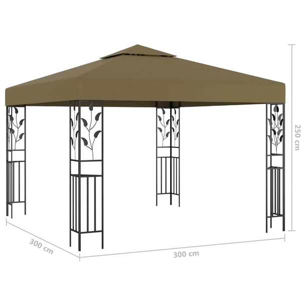 Шатра 3 x 3 м таупе — полиестер 180 г/м² — двоен покрив и LED — стомана - Image 9