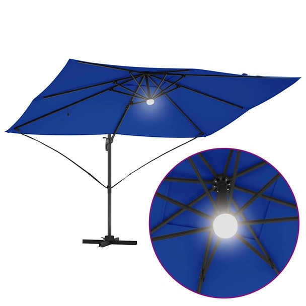 Плажен чадър 3.5 x 2.5 x 2.5 м син — полиестер — с LED — алуминий - Image 12