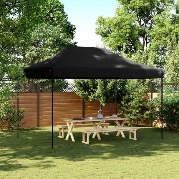 Pop-up парти шатра 4,1 x 2,8 м черна — оксфорд с PVC — стоманена рамка