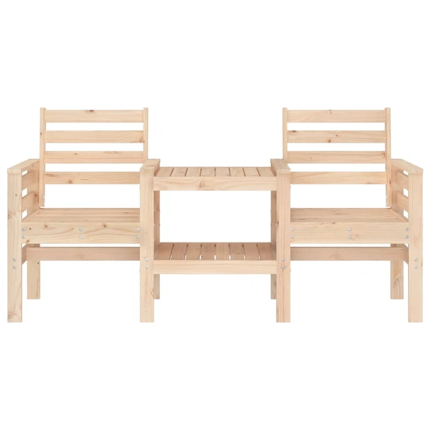 Градинска пейка 175x55x89 см кафява 2-местна — борово дърво масив — с маса - Image 3