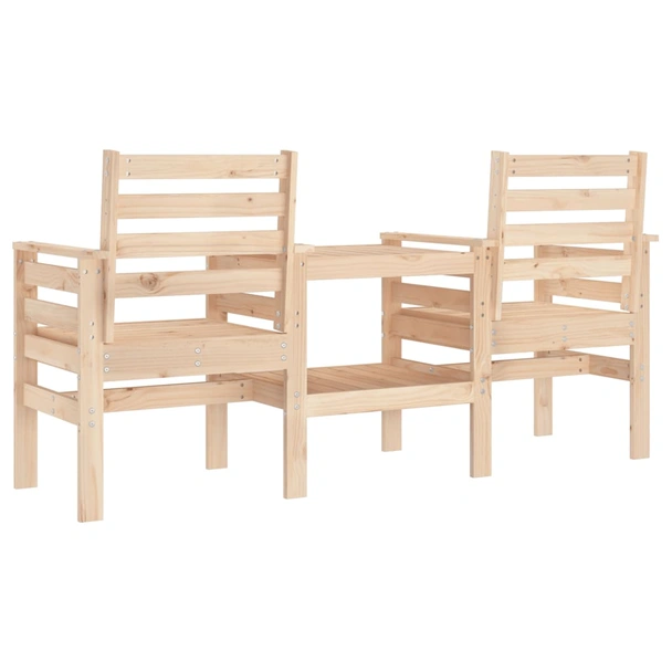 Градинска пейка 175x55x89 см кафява 2-местна — борово дърво масив — с маса - Image 5