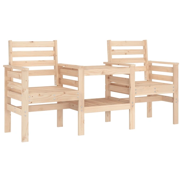 Градинска пейка 175x55x89 см кафява 2-местна — борово дърво масив — с маса - Image 2