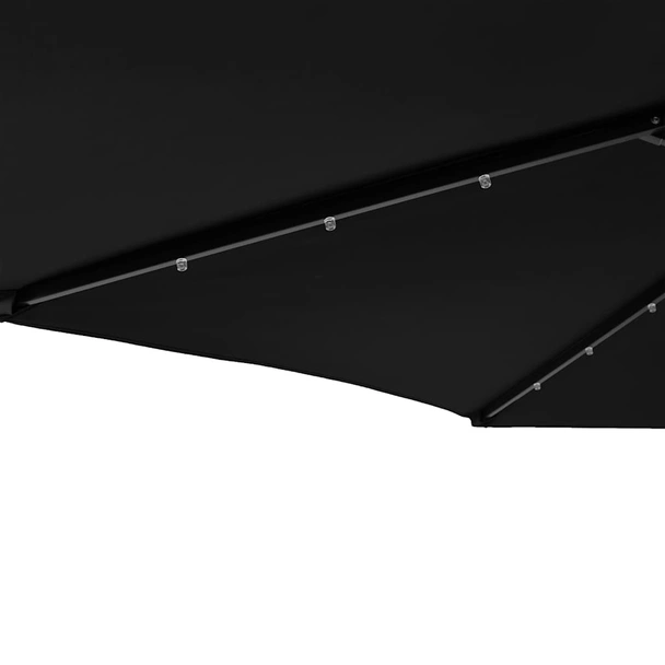 Градински чадър 2,3 x 2,3 м черен — полиестер — с LED — стоманен прът - Image 10