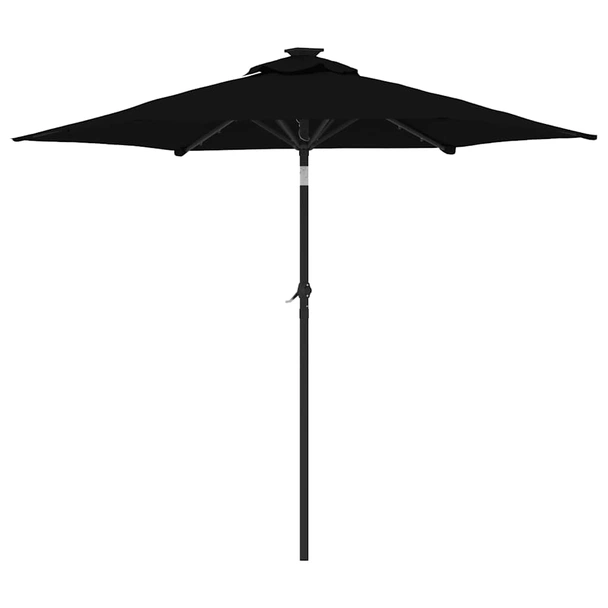 Градински чадър 2,3 x 2,3 м черен — полиестер — с LED — стоманен прът - Image 6