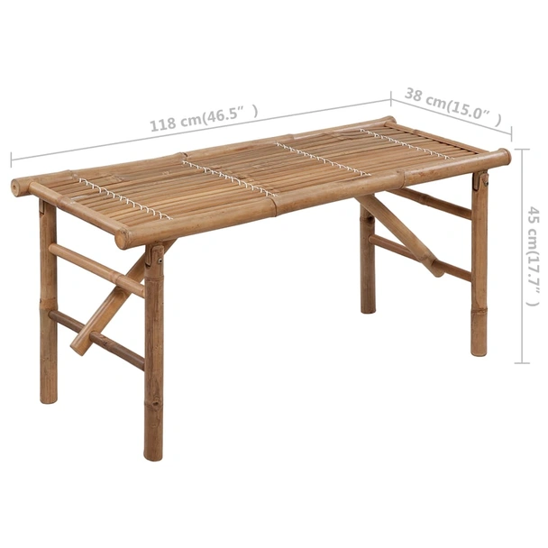 Сгъваема пейка 118x38x45 см кафява — бамбук — сива възглавница - Image 9