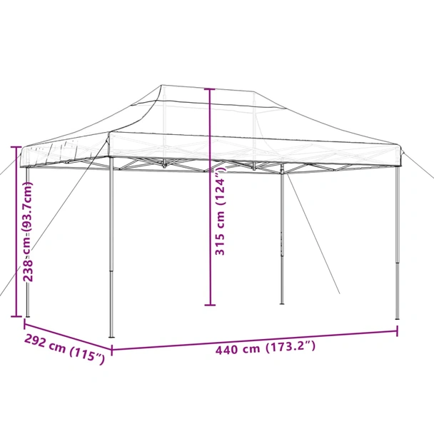 Pop-up парти шатра 4,4 x 2,9 м оранжева — оксфорд с PVC — стоманена рамка - Image 9