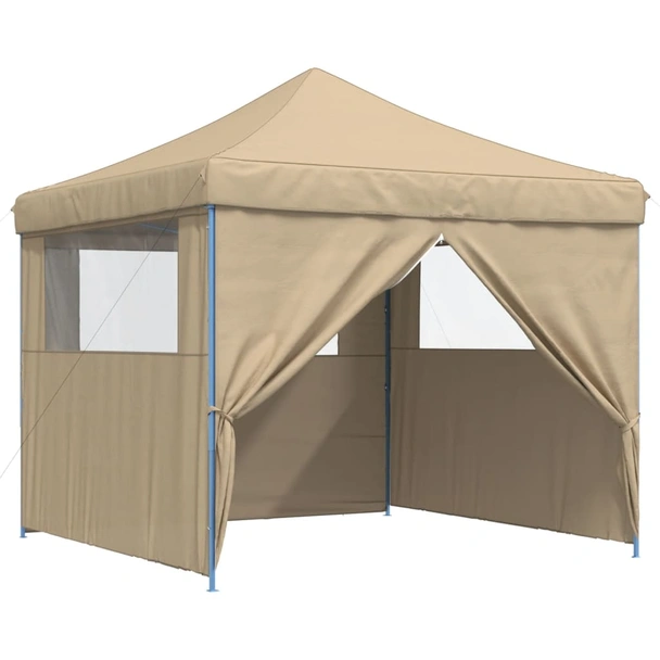 Pop-up парти шатра 2,9 x 2,9 м бежова — оксфорд с PVC — 4 стени — стомана - Image 6