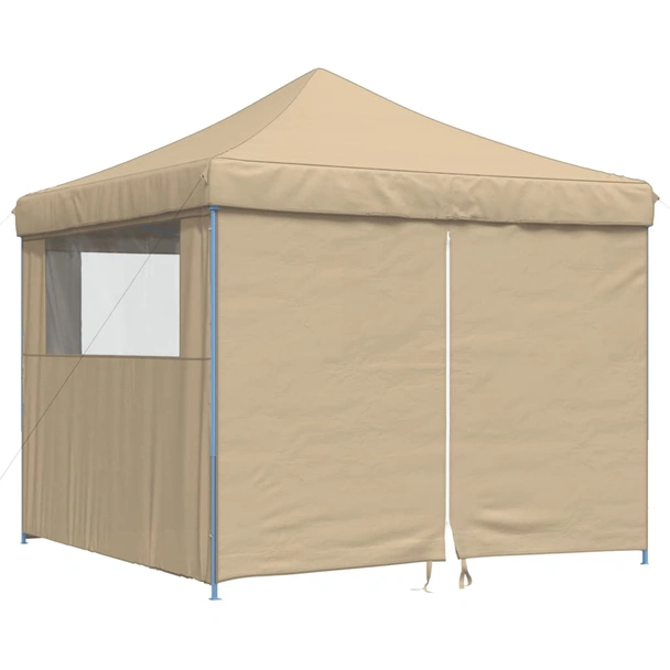 Pop-up парти шатра 2,9 x 2,9 м бежова — оксфорд с PVC — 4 стени — стомана - Image 2