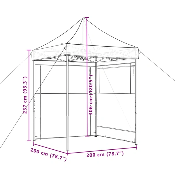 Pop-up парти шатра 2 x 2 м черна — оксфорд с PVC — 2 стени — стомана - Image 9