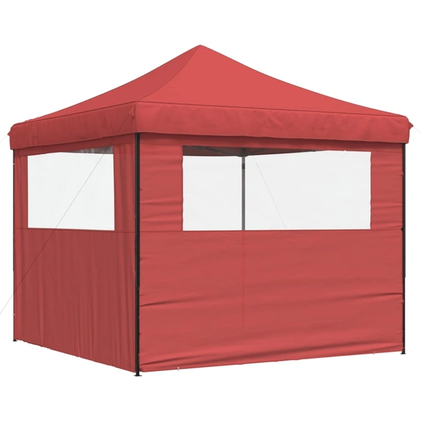 Pop-up парти шатра 2,9 x 2,9 м бордо — оксфорд с PVC — 2 стени — стомана - Image 5