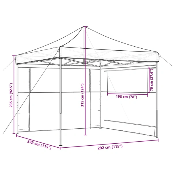 Pop-up парти шатра 2,9 x 2,9 м бордо — оксфорд с PVC — 2 стени — стомана - Image 9