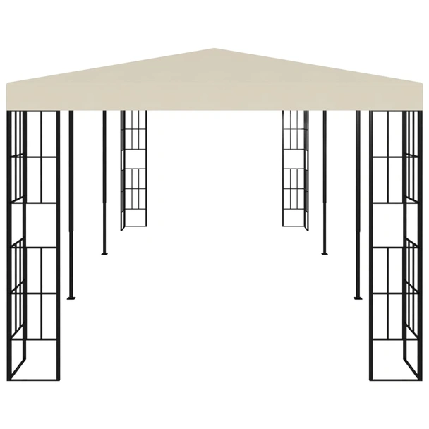 Парти шатра 6 x 3 м кремава — полиестер — декоративни квадрати — стомана - Image 3