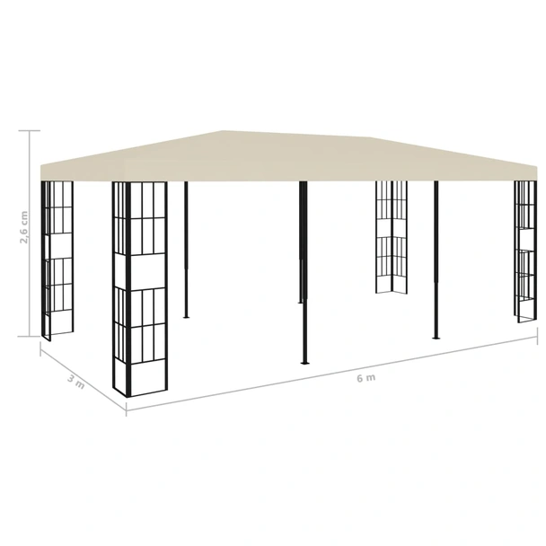 Парти шатра 6 x 3 м кремава — полиестер — декоративни квадрати — стомана - Image 7