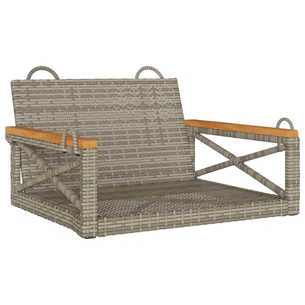 Висяща пейка-люлка 63 x 62 x 40 см сива — PE ратан — стоманена рамка - Image 2