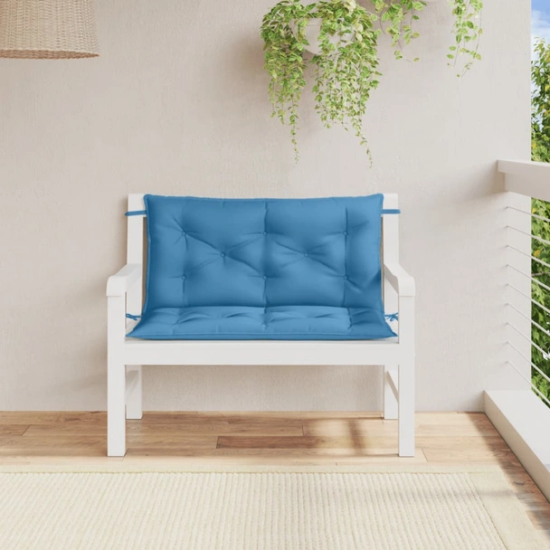 Възглавници за пейка 2 бр 100x50x7 см сини — 100% полиестер - Image 3