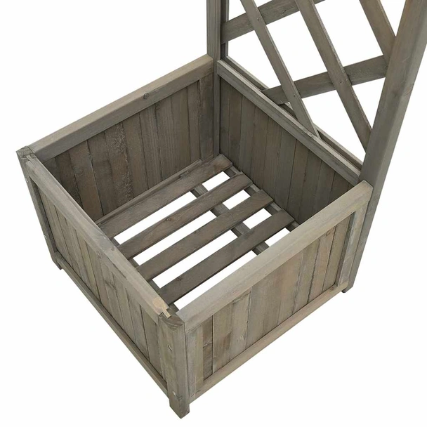 Градинска пергола с плантер, сива, чам масив-VL316392 - Image 6