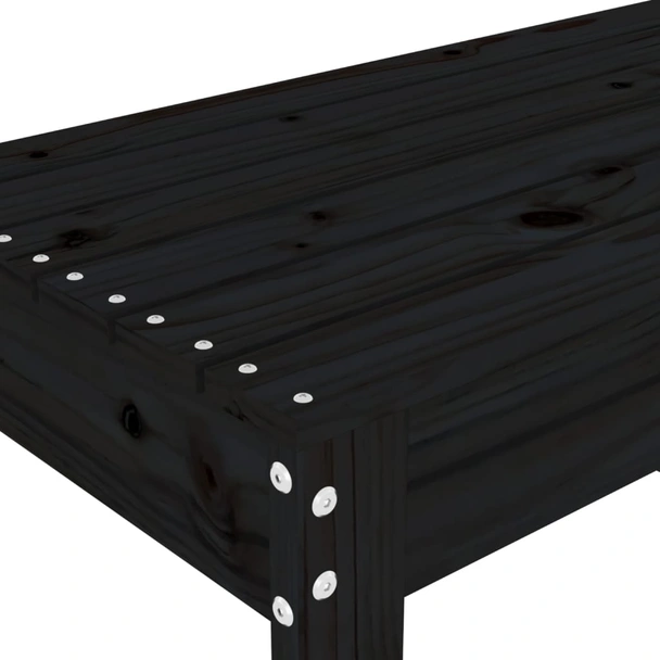 Градинска пейка 80×38×45 см черна — борово дърво масив - Image 6