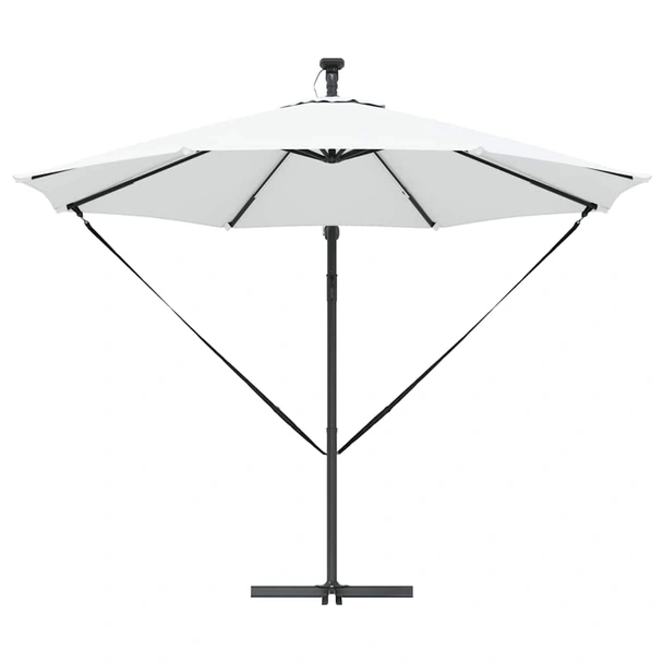 Плажен чадър 2.9 x 2.9 м пясъчен — полиестер — с LED — алуминиева рамка - Image 6