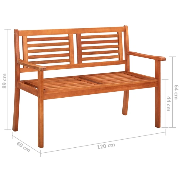 2-местна градинска пейка 120 × 60 × 89 см — евкалипт масив — синя възглавница - Image 10