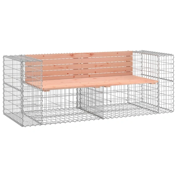Градинска пейка с габион 184 × 71 × 65,5 см — дугласко дърво — 2 части - Image 2