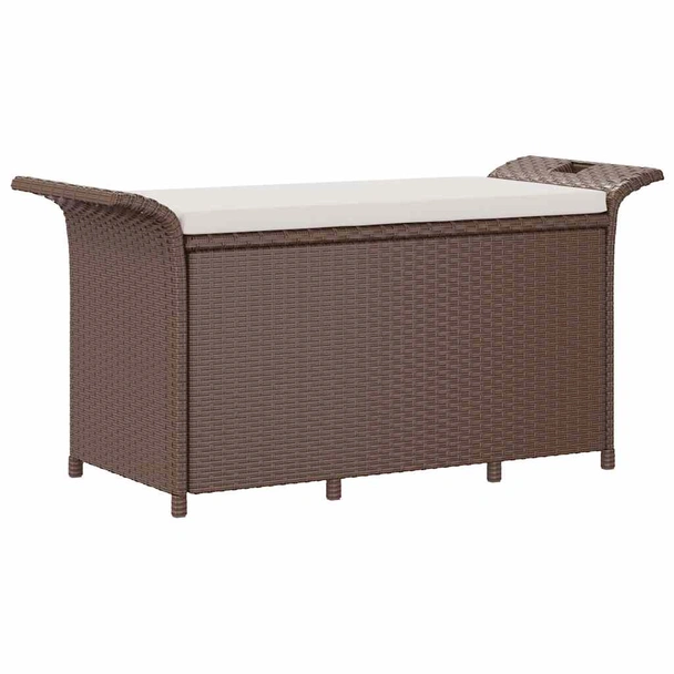Пейка за съхранение 116×46×57 см кафява — PE ратан — с PVC подплата - Image 2