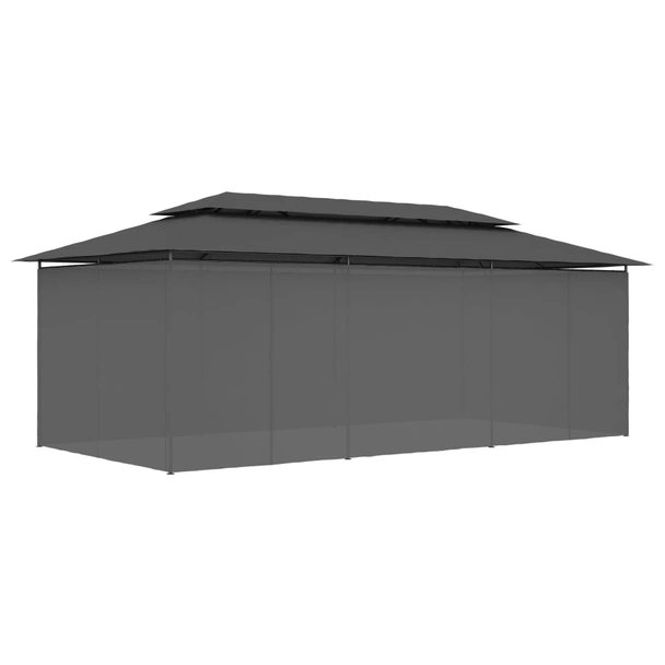 Градинска шатра 6 x 2,98 м антрацит — полиестер с PA — със завеси — стомана - Image 4